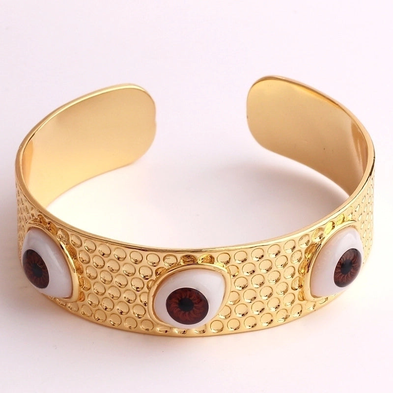 Streetwear Devil's Eye Plastic Copper Plating Cuff Bracelets