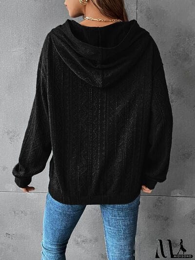 MidiSono - Textured Dropped Shoulder Hoodie