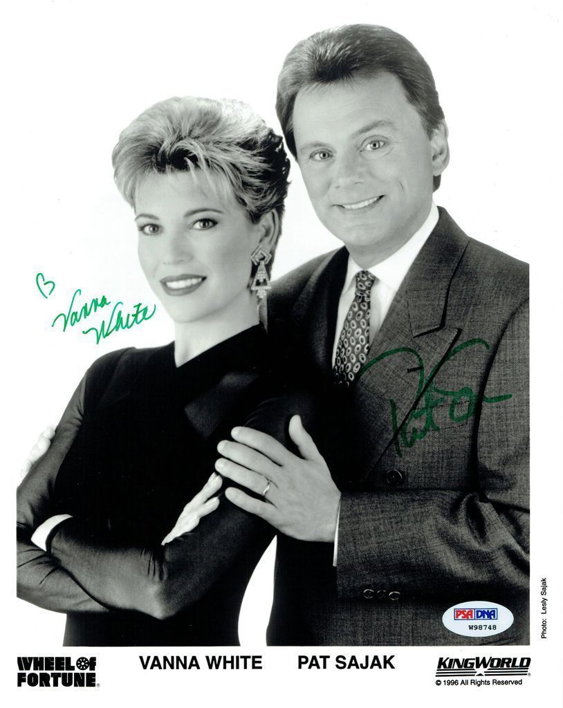 Vanna White & Pat Sajak Signed Wheel of Fortune Auto 8x10 Photo Poster painting PSA/DNA #W98748