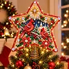 DIY Diamond Painting Christmas Tree Topper Star, Acrylic Holiday Tree Top Decoration with Spring Base, Removable Tabletop Christmas Decor