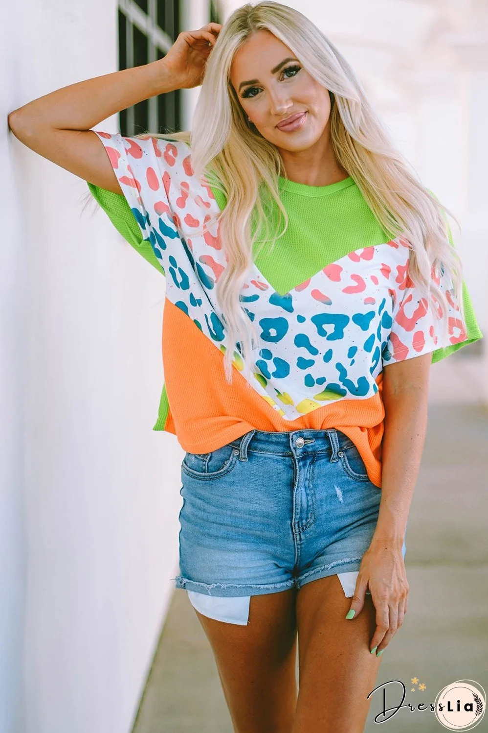 Leopard Waffle Knit T-Shirt