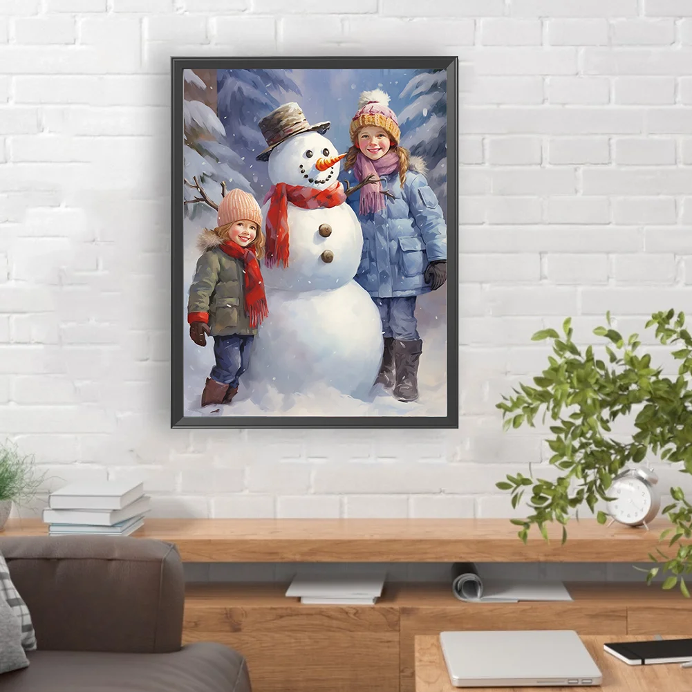 Diamond Painting - Full Round Drill - Kids Snowman(Canvas|30*40cm)