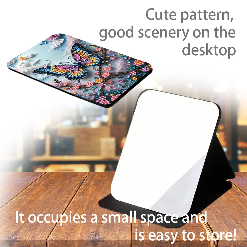 DIY Diamond Art Shiny Crystal Mirror Lightweight Standing Mirror (Butterfly)