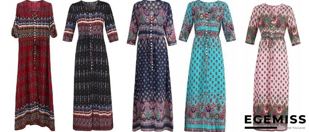 Bohemian Print Dress Women's Beach Skirt | EGEMISS