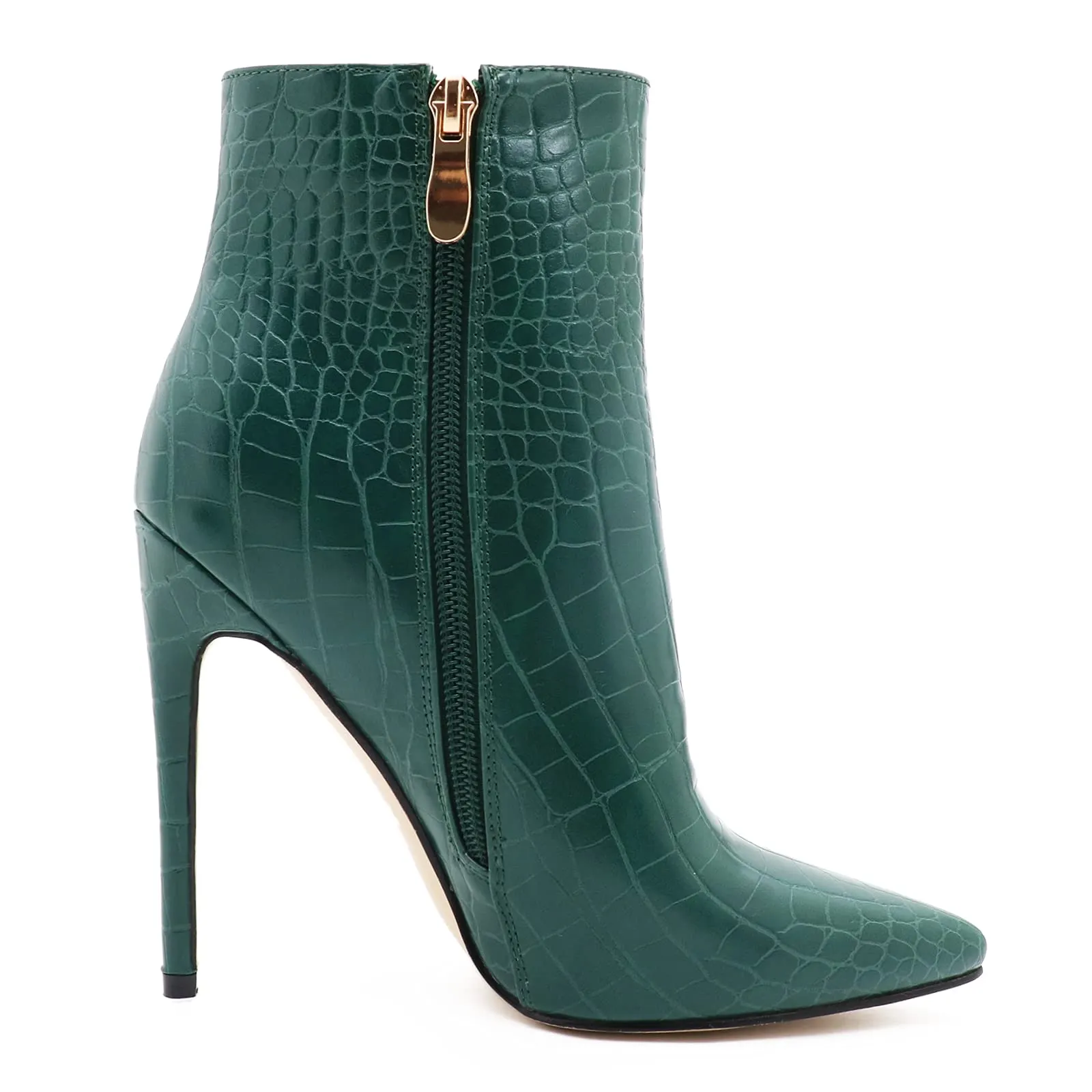 120mm Women's Ankle Boots Closed Pointed Toe Red Soles Stilettos Pattern Booties-vocosishoes