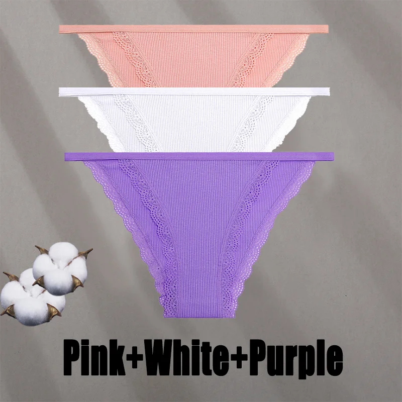 Billionm Women Sexy Lace Panties Cotton Breathable Underwear G-String Intimates Lingerie Female Solid Color Soft Underpants