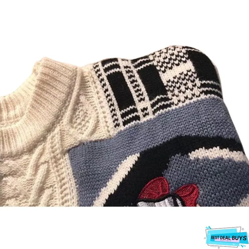 Christmas Ski Bear Embroidered Sweater