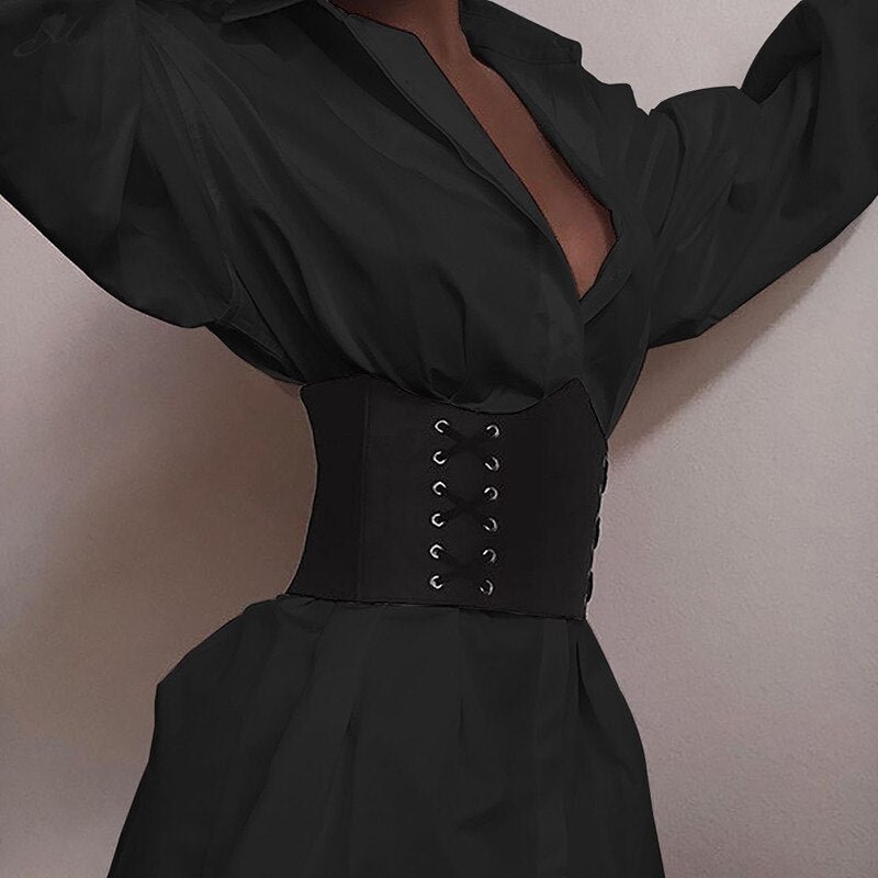 Macheda Fashion Solid Turn-down Collar Mini Dresses Womens Long Sleeve  Loose Button Design Casual Dresses Lady 2019 New