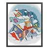 >SALE<Full Embroidery Cotton Thread 14CT Printed Snow on the Roof Cross Stitch 39x46cm