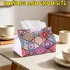 Rhombus DIY PU Diamond Painting Tissue Box Kits for Adults/Beginners Home Decor Diamond Desk Decorative Tissue Box Stain-resistant