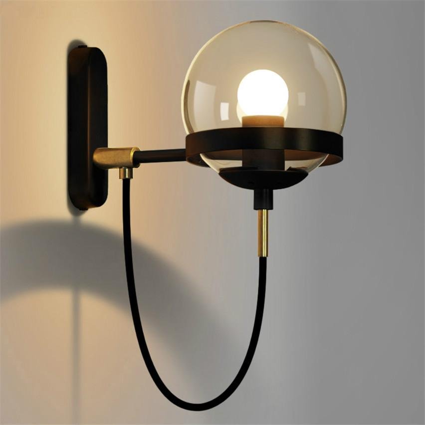 Vintage Wall Light Reading Art Industrial Ball Glass Wall Lamps Bathroom Bedroom Light Led Wall Lights for Home Industrial Decor