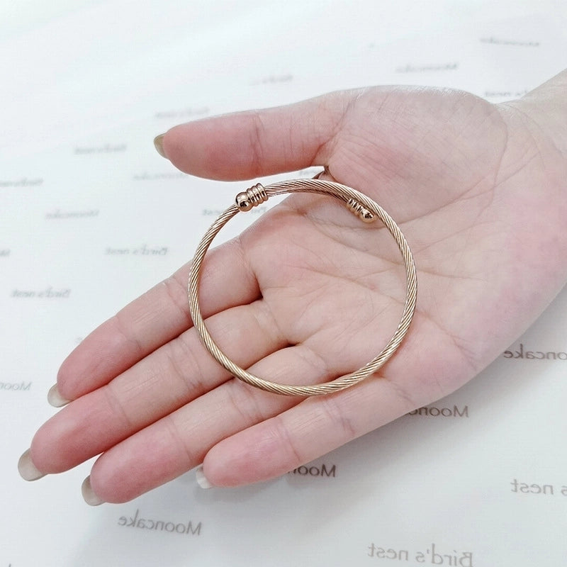 Casual Minimalist Solid Color 304 Stainless Steel Bangle In Bulk