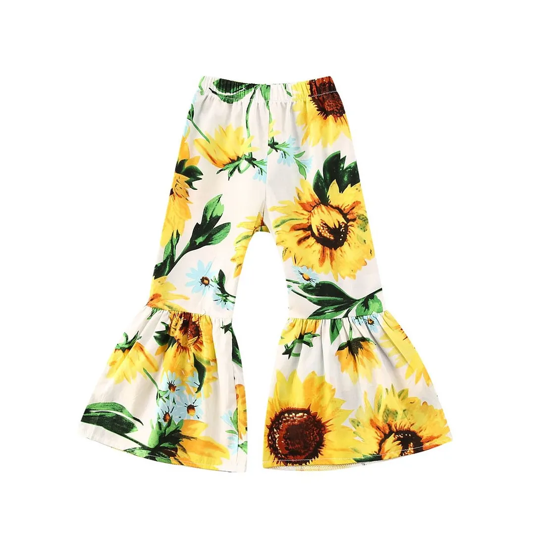 2020 Baby Summer Clothing Infant Kids Baby Girls Flare Bottoms Long Sunflower Pants Cute Trousers