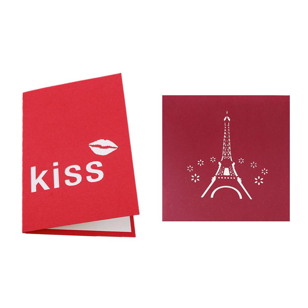 

3D Pop Up Cards Handmade Romantic Greeting Card Birthday Blessing Postcard, Red lips, 501 Original