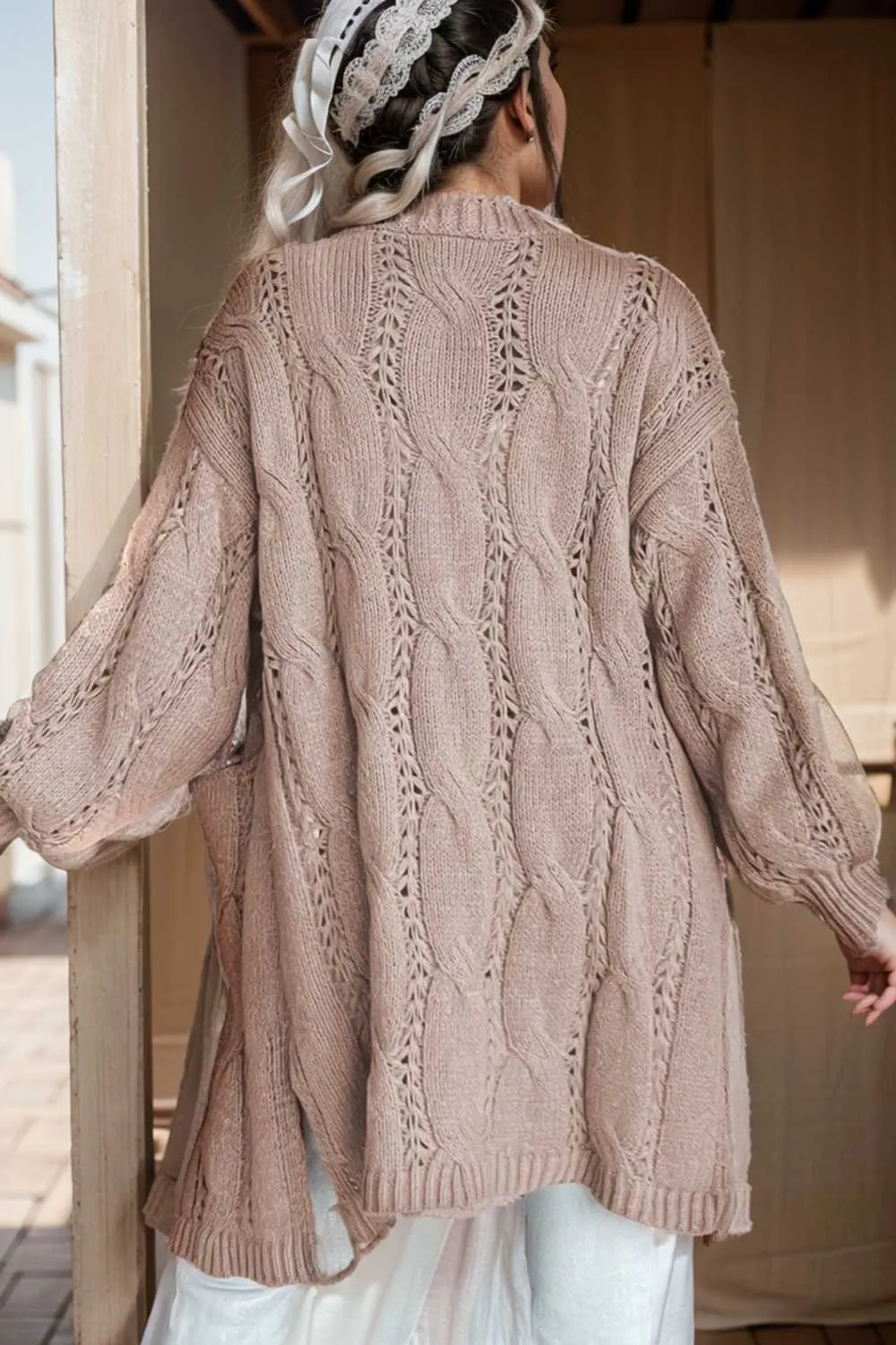 pocket twist long sweater cardigan