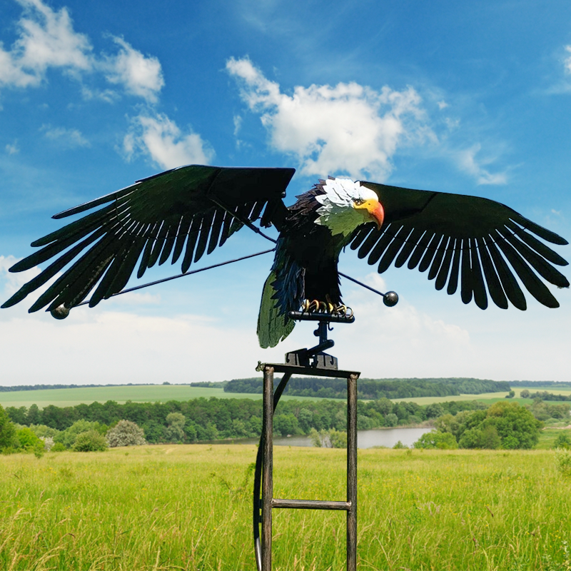 Garden Decoration Kinetic Energy Metal Brown Grey Owl Yard Stake Rocking Wind Spinner