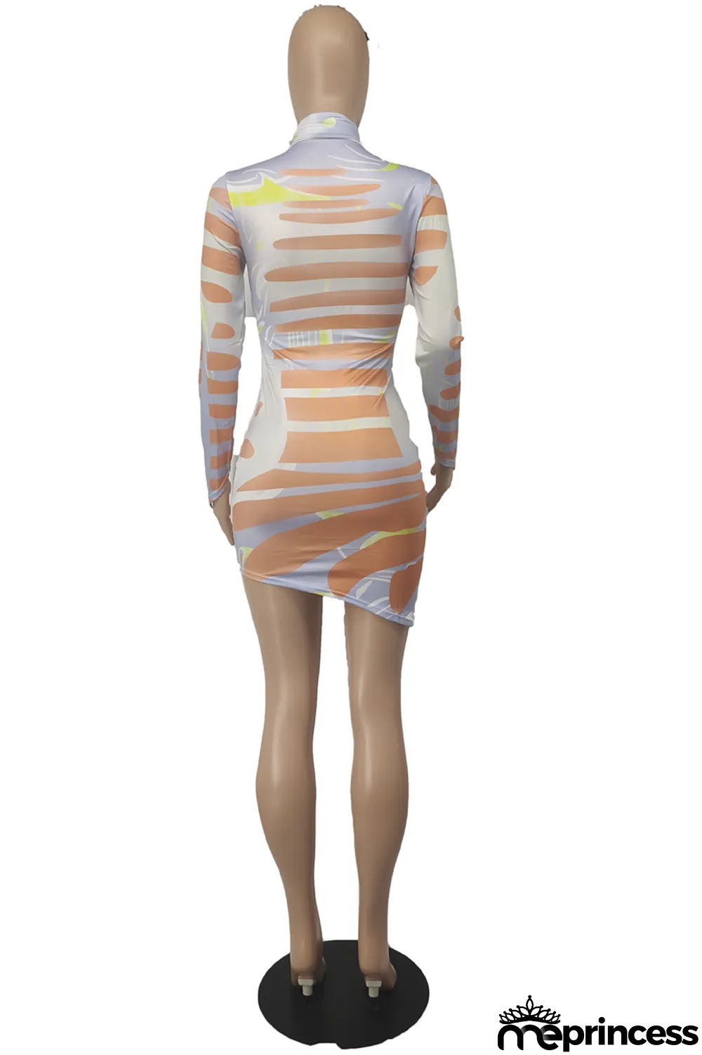 Pink Sexy Print Patchwork Half A Turtleneck Pencil Skirt Dresses