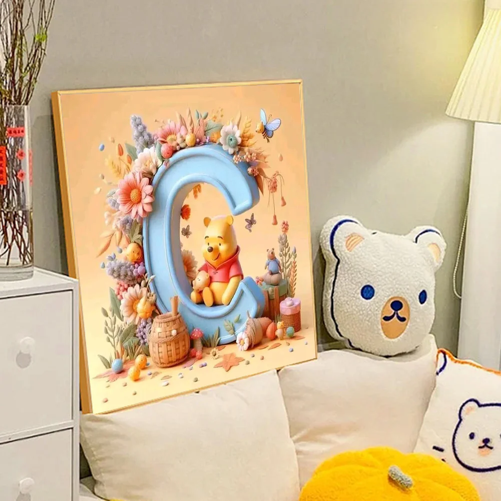 Full Round Diamond Painting 40*40cm - Yellow Rose Butterfly Winnie The Pooh Letters