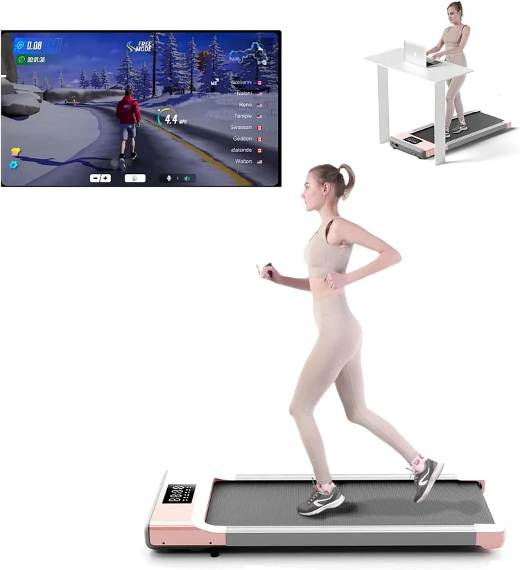 SSPHPPLIE Walking Pad 300lb, 40*16 Walking Area Under Desk Treadmill with Remote Control ,2 in 1 Portable Walking Pad Treadmill for Home/Office/Exercise(Pink)