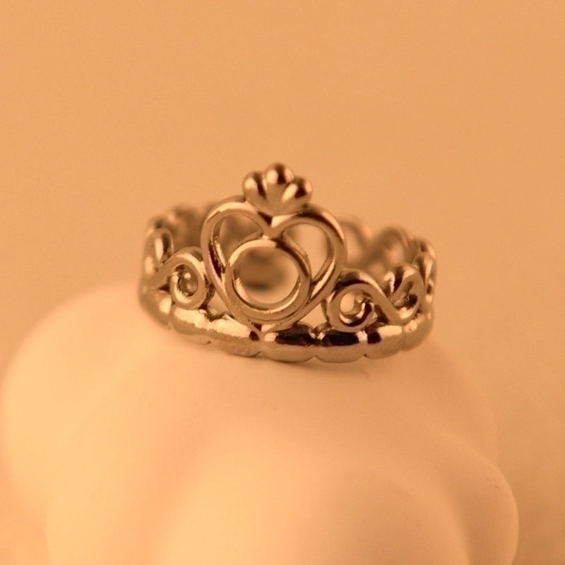 Retro Crown Titanium Steel Plating Open Ring 1 Piece