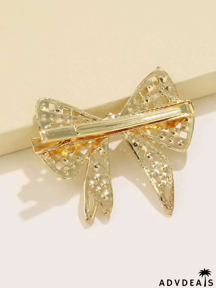 Faux Pearl & Rhinestone Bow Decor Alligator Hair Clip