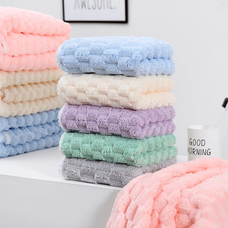 Cloud Lattice Towel Bath Towel Hair Drying Hat Shower Cap Women's Household Water Absorbent Quick-drying Hair-free Thickened Wearable Bath