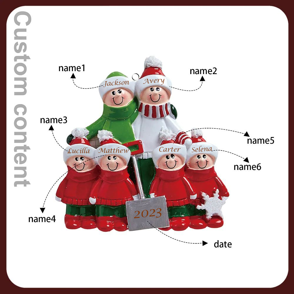 Bianco Natale mille candele... Ornamenti familiari ciondolo per albero di Natale 6 nomi personalizzati