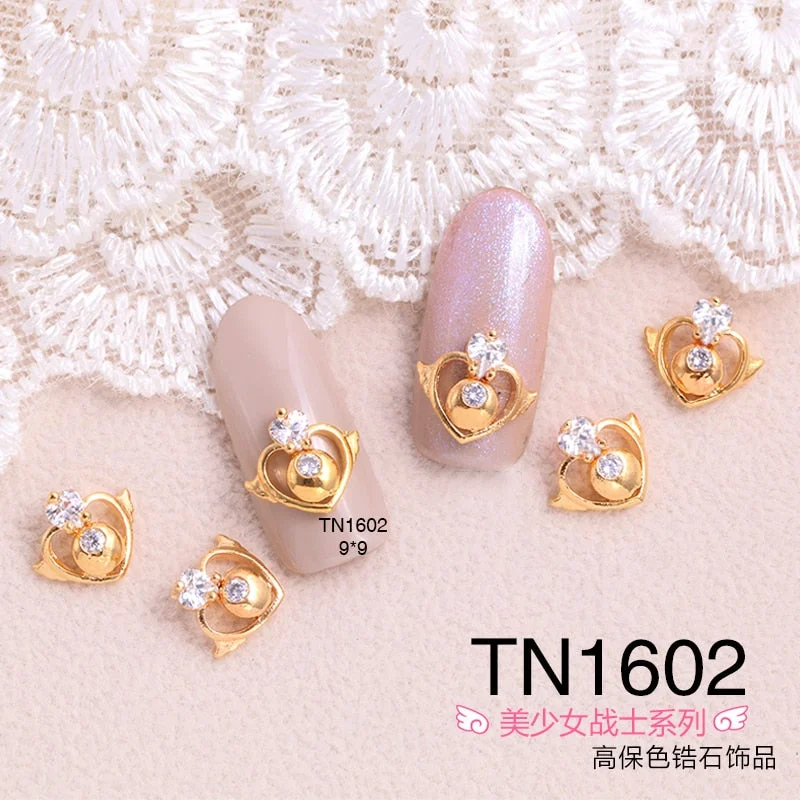 10pcs Alloy Zircon Sailor Moon love Nail Art Crystals nail jewelry Rhinestone nails accessories supplies nail decorations charms