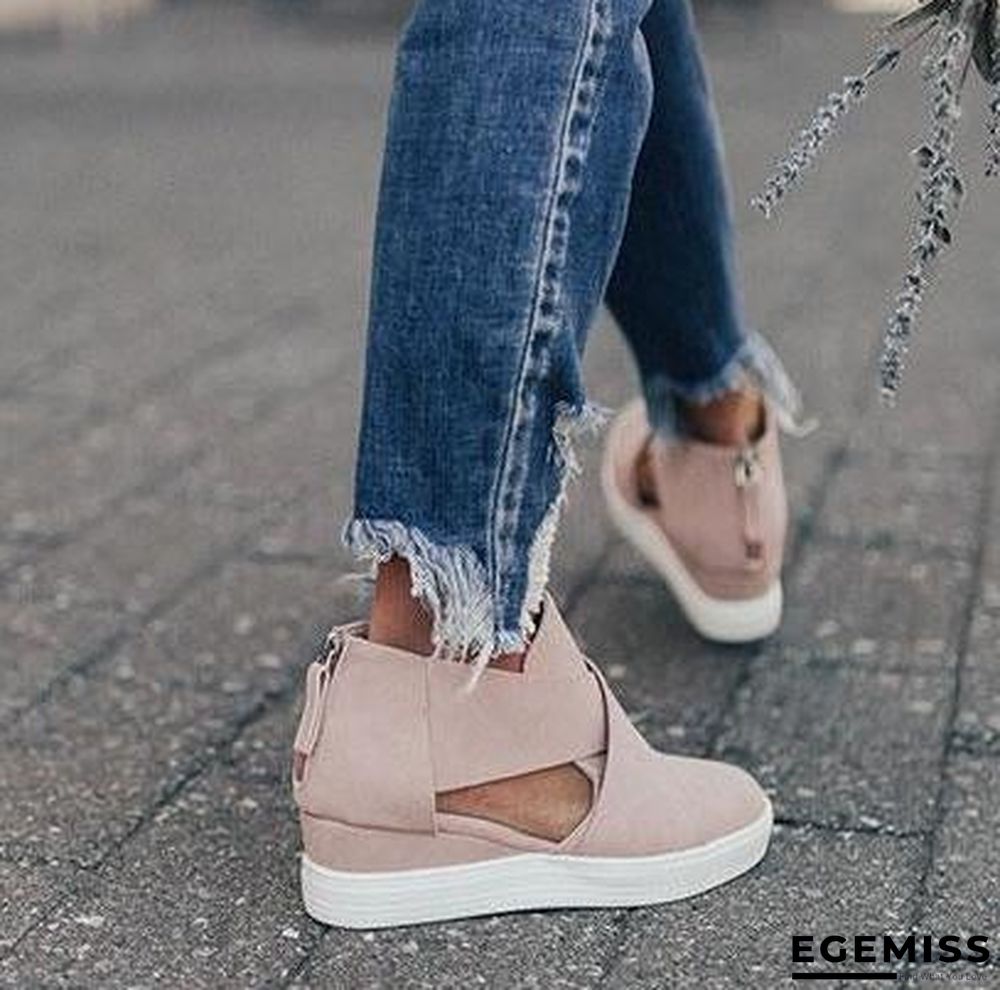 Women Solid High Flats wedges Heel Height Increasing Chunky Platform Vulcanized Sneakers Shoes | EGEMISS