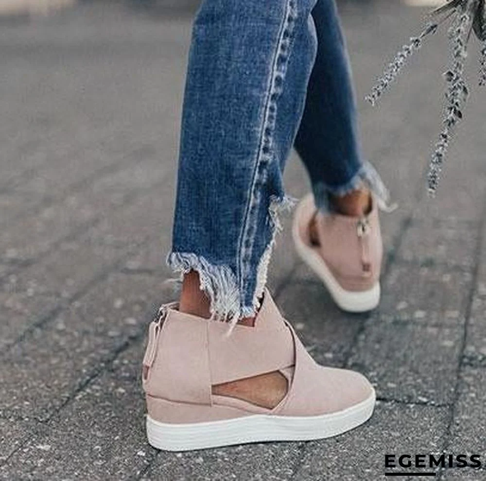 Women Solid High Flats wedges Heel Height Increasing Chunky Platform Vulcanized Sneakers Shoes | EGEMISS