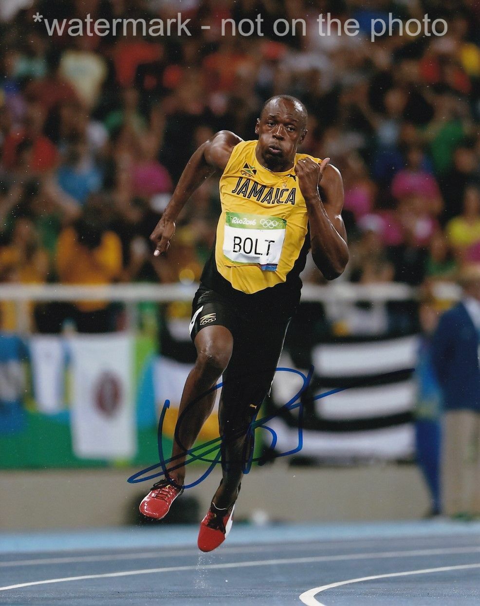 USAIN BOLT SIGNED AUTOGRAPH 8X10 Photo Poster painting JAMAICA OLYMPICS