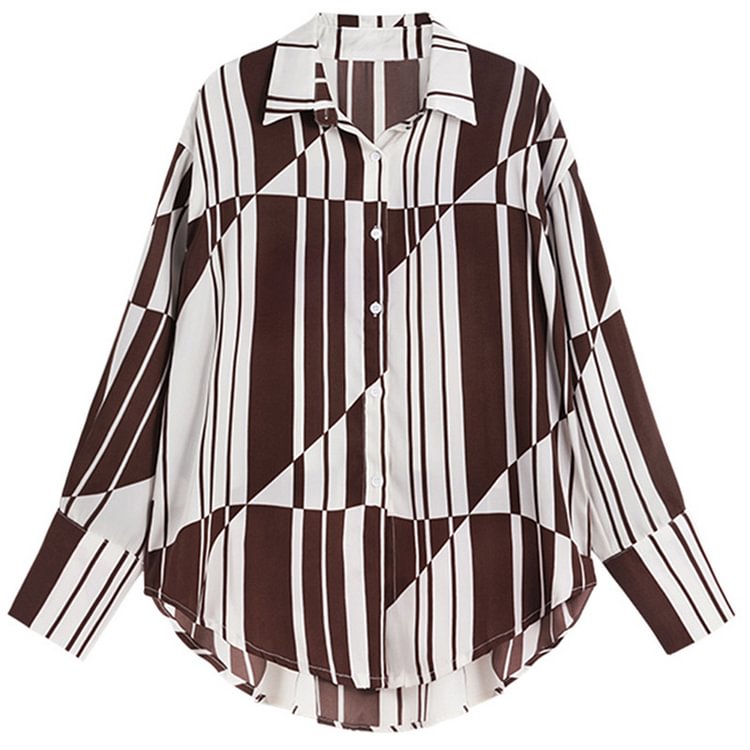 Vintage Colorblock Striped Shirt Workwear - Modakawa modakawa