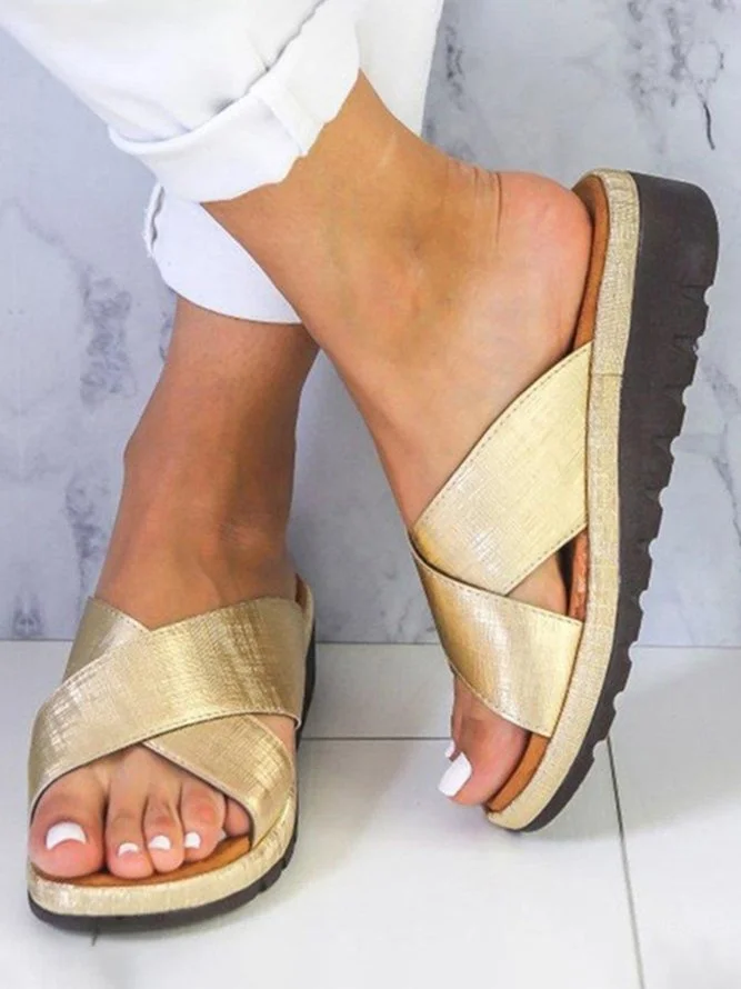 Cross Strap Casual Wedge Slippers  Stunahome.com