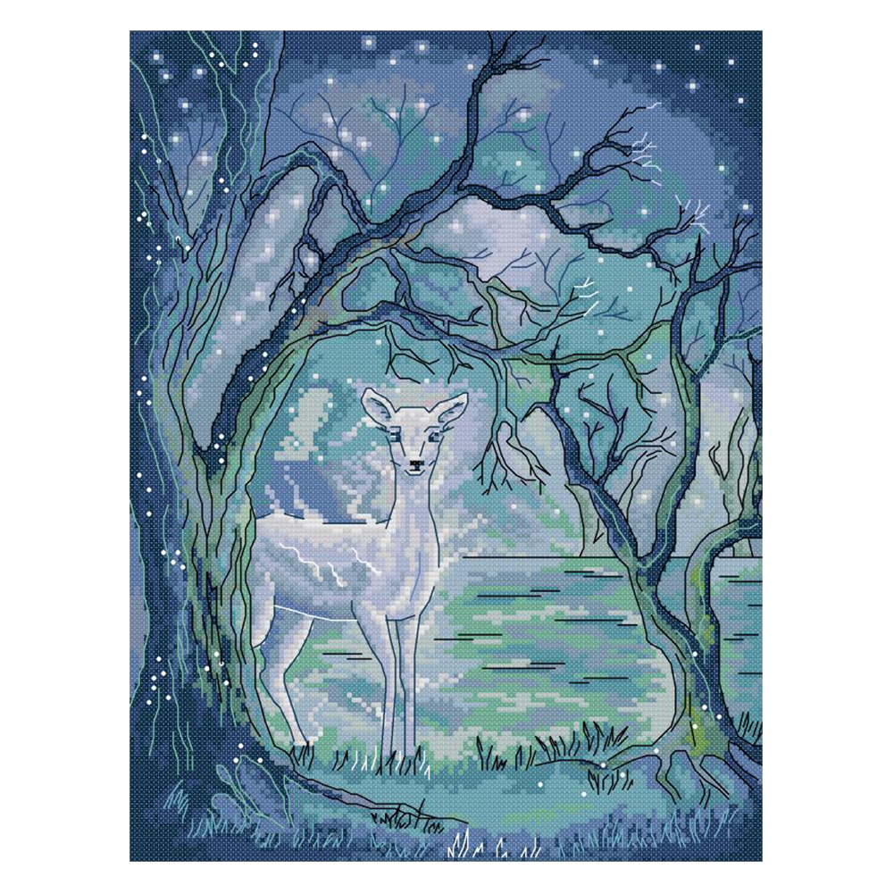 

Silver Deer - 14CT Stamped Cross Stitch - 32*40CM, 501 Original