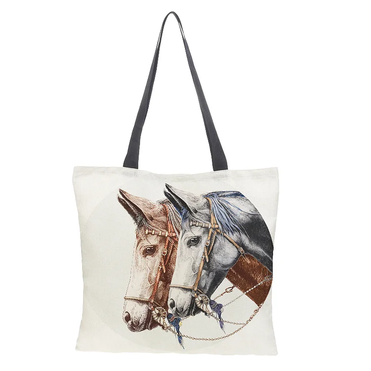 Linen Eco-friendly Tote Bag - Horse