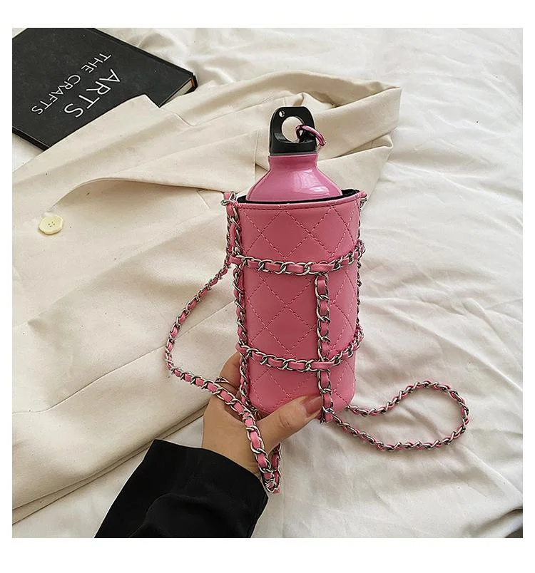 Pongl Pink Luxury Women Water Bottle Pouch Totes Ins Hot Style Chain Shoulder Bag Purse 2022 Designer Crossbody Bag Strap Clutch