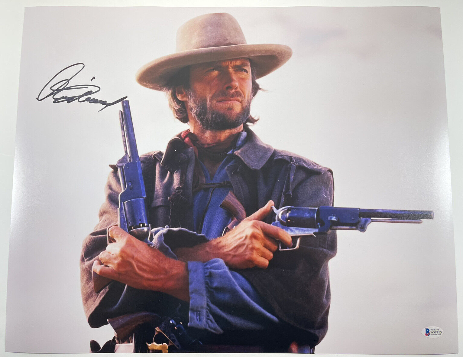 CLINT EASTWOOD SIGNED THE OUTLAW JOSEY WALES 16x20 Photo Poster painting BECKETT BAS LOA #A59715