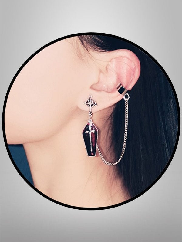 Gothic Cross Chain Earring