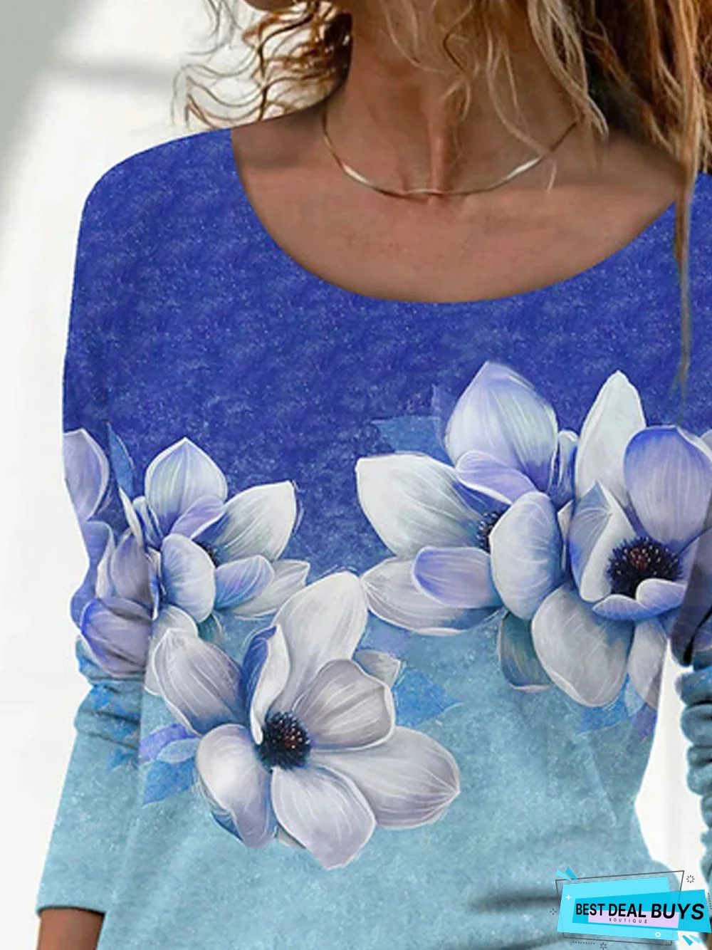 Casual Polyester Cotton Loose Floral Top