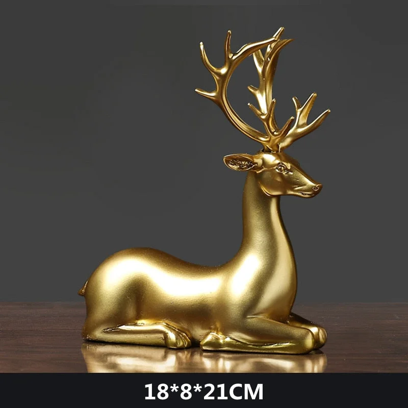NORTHEUINS Resin Golden Deer Bull Figurines for Interior Nordic Animal OX Statue Official Sculptures Home Decoration Accessories
