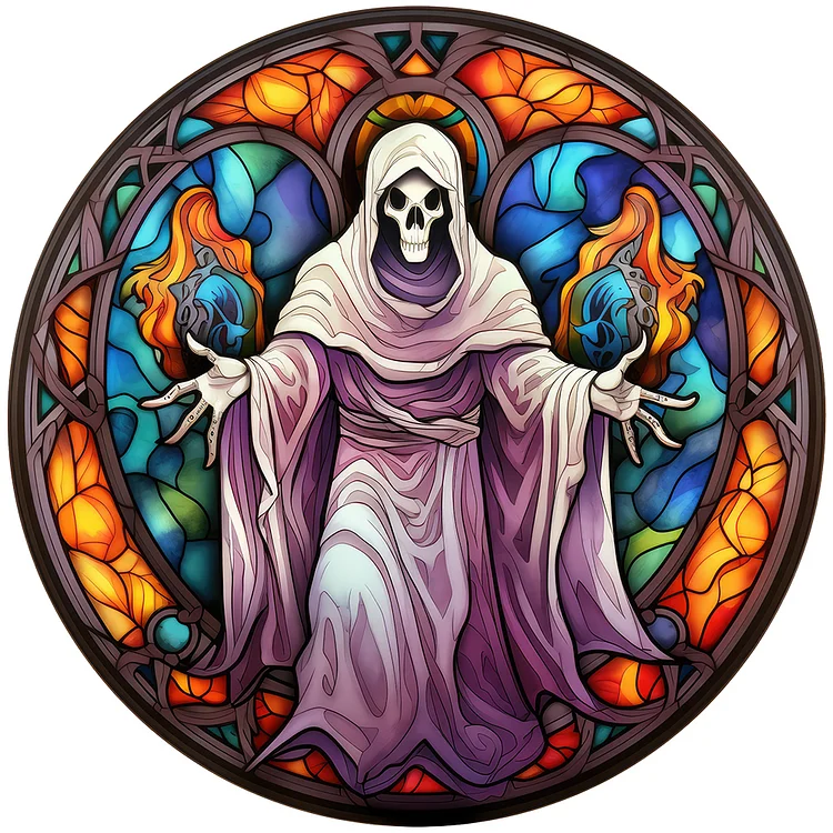 Full Round Diamond Painting - Glass Art - Halloween Pumpkin Skeleton Haunted House 30*30CM