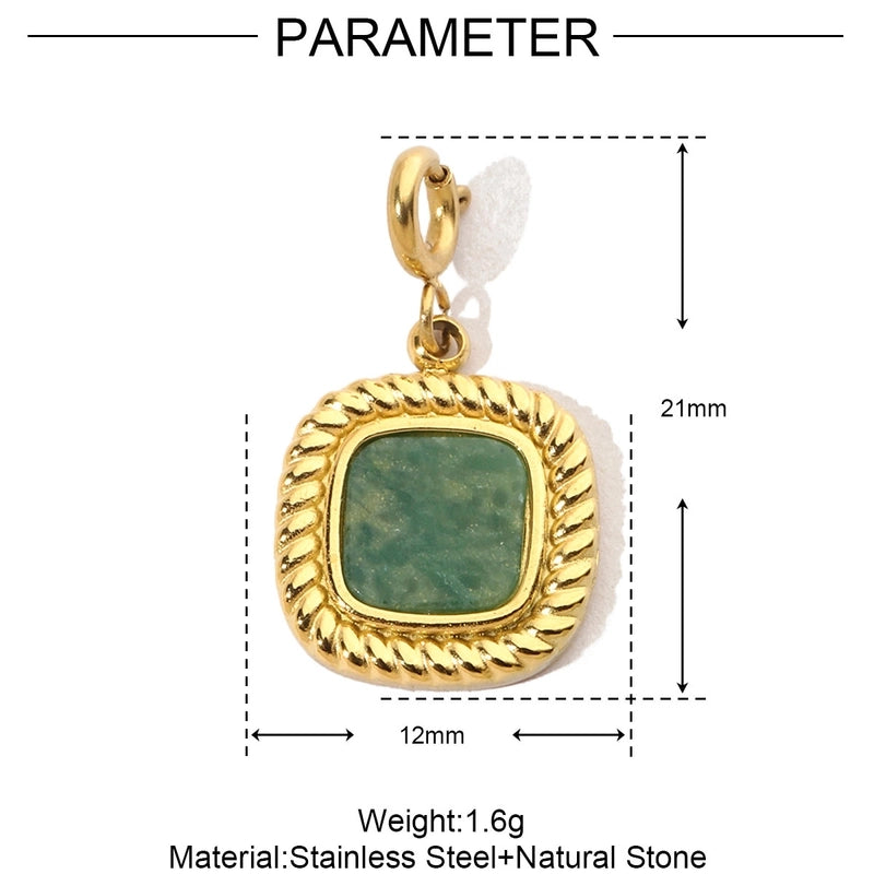 3 PCS/Package 15 * 33mm Titanium Steel Natural Stone Heart Shape Eye Pendant Jewelry Accessories