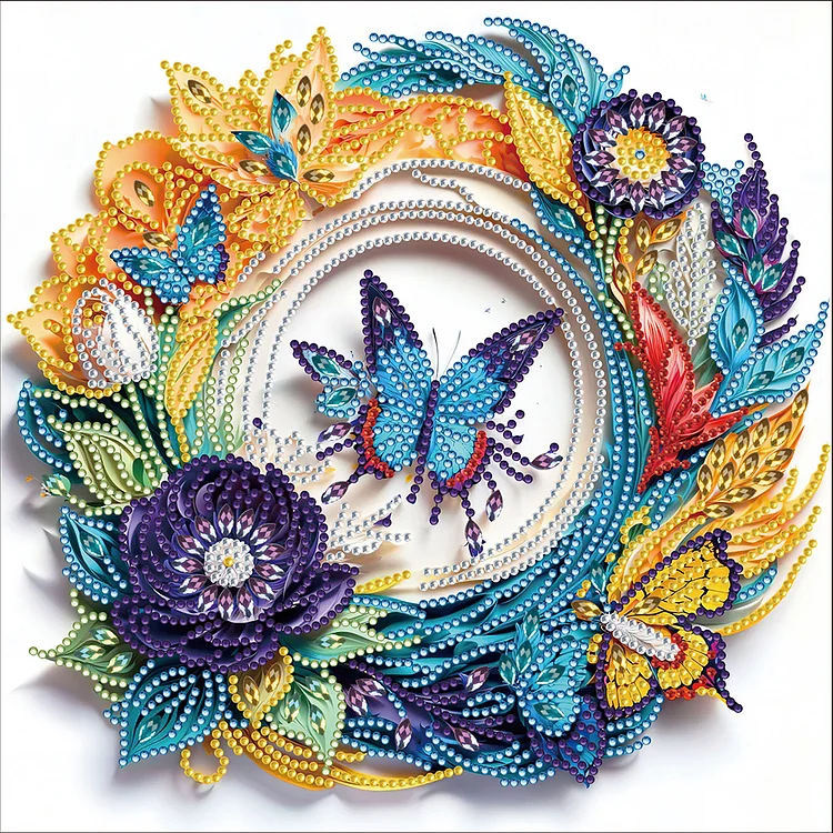 Paper Flower Butterfly 30*30CM(Canvas) Special Shaped Drill Diamond Painting gbfke