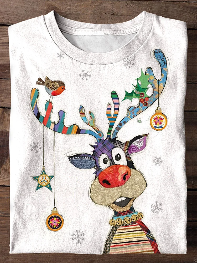 Christmas Deer Art Print T-shirt