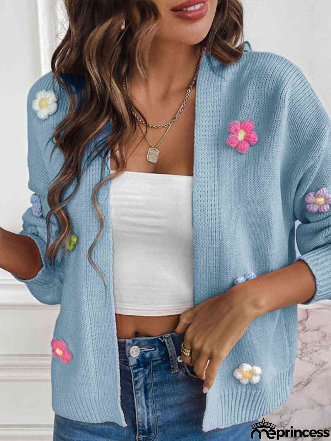 Floral Long Sleeve Open Front Cardigan