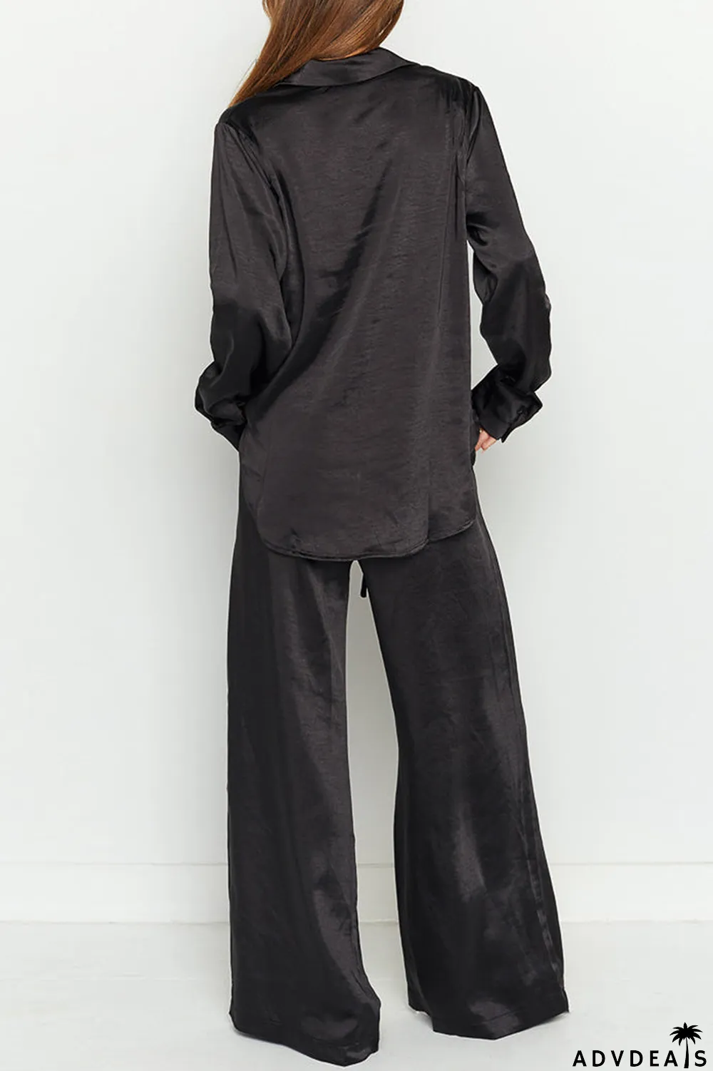 Street Solid Patchwork Turndown Collar Long Sleeve Two Pieces