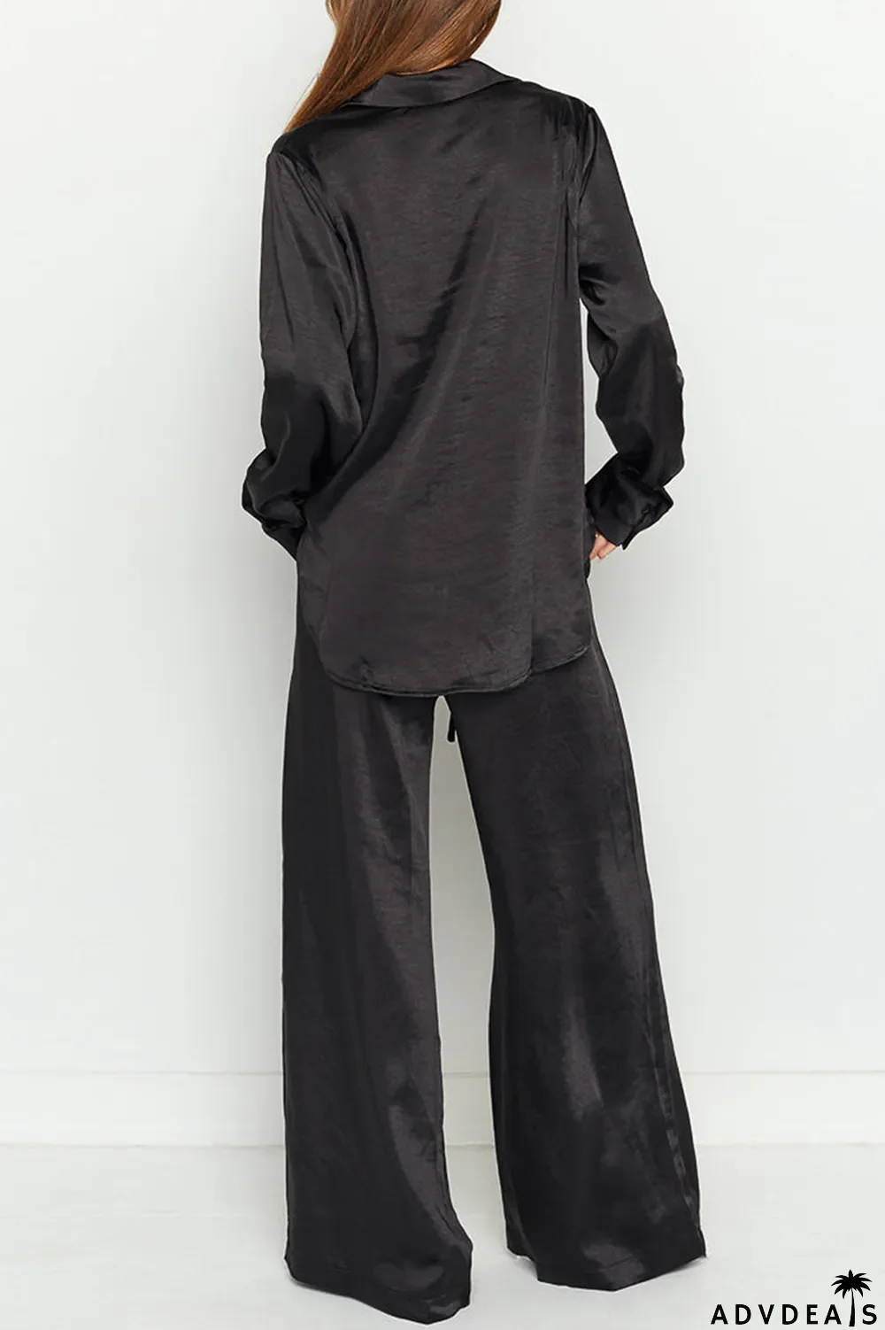 Street Solid Patchwork Turndown Collar Long Sleeve Two Pieces