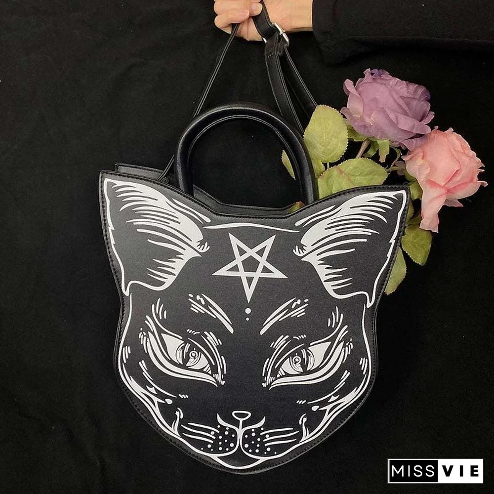 Fashion Punk Cat Print Crossbody Bag