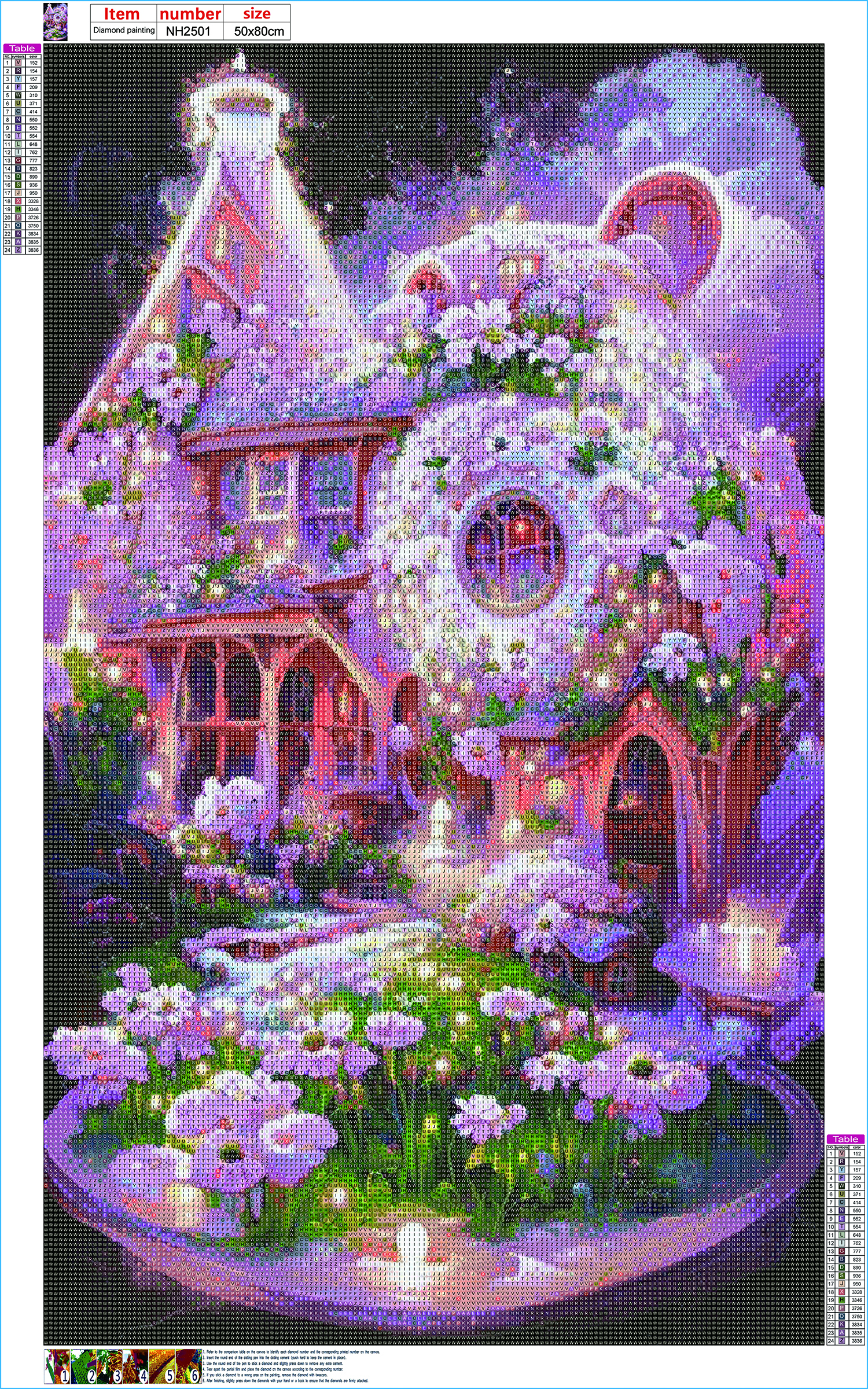 Pink House Flower 50*80cm(canvas) full round drill(24 and 43 colors version) diamond painting