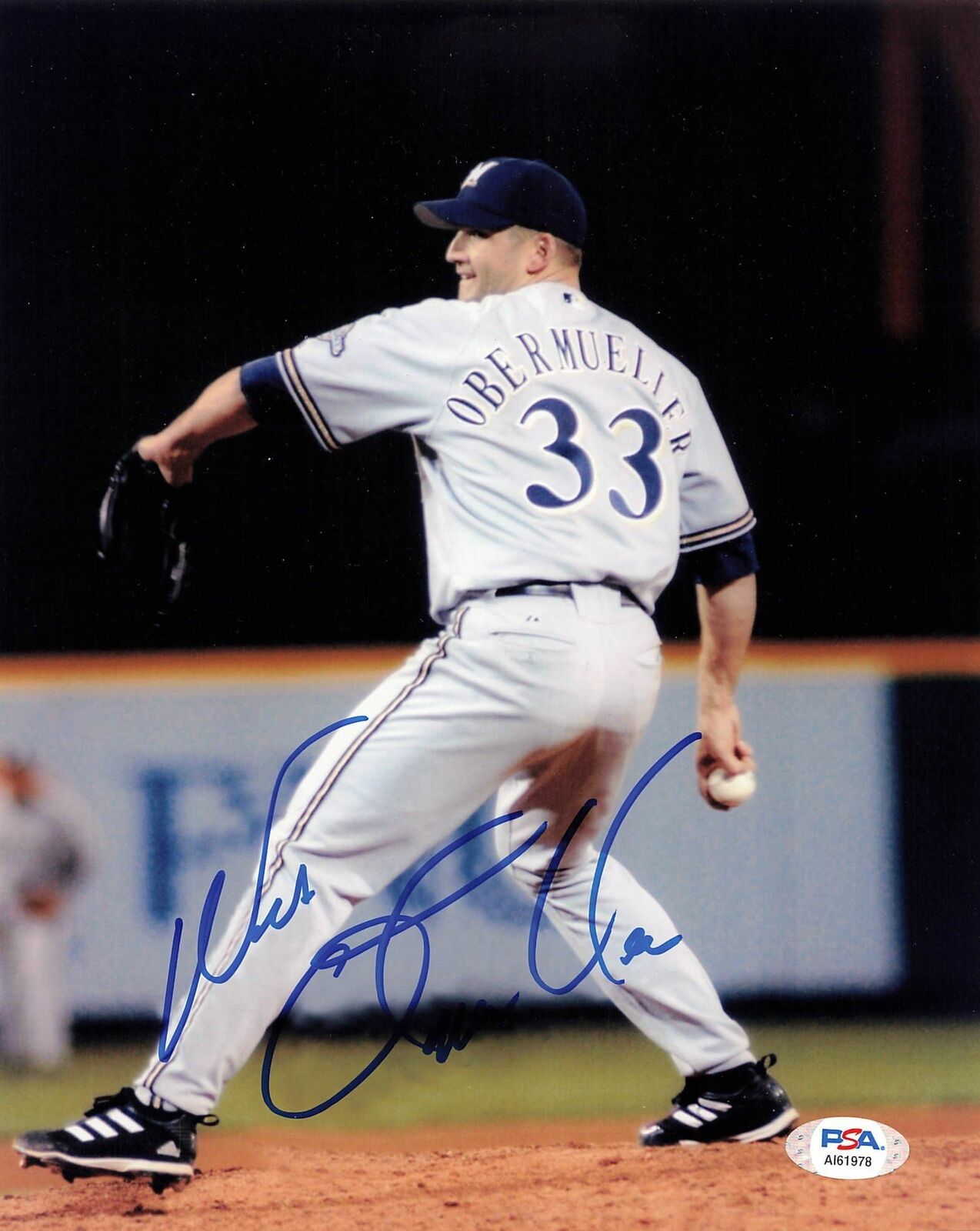 WES OBERMUELLER signed 8x10 Photo Poster painting PSA/DNA Milwaukee Brewers Autographed